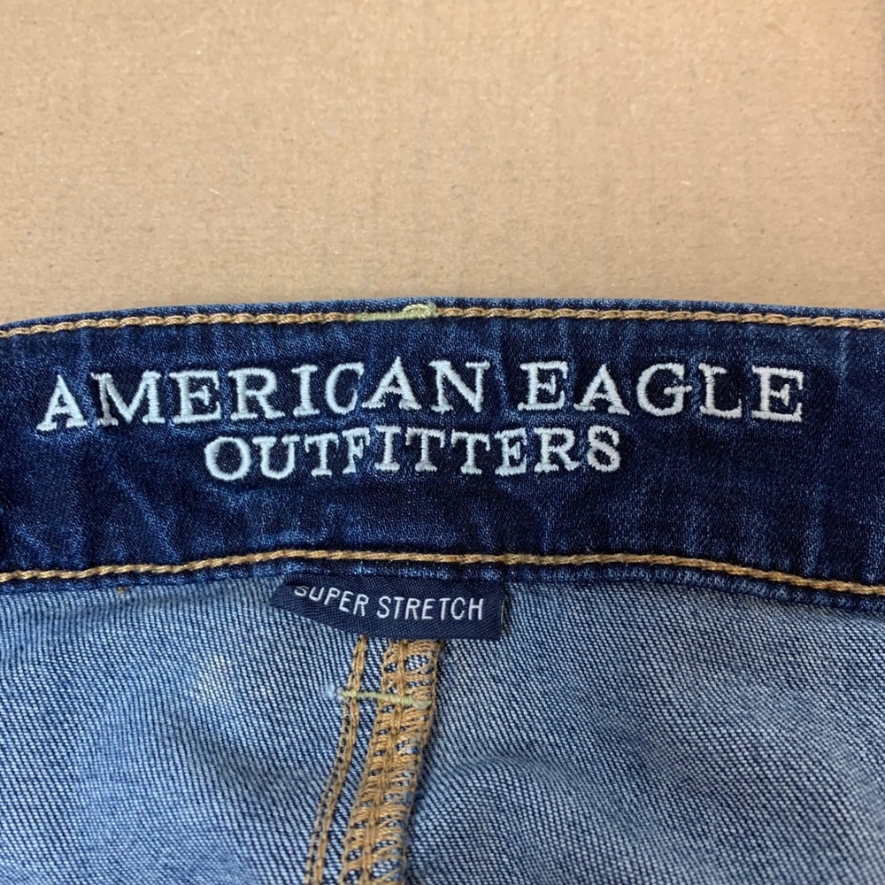 American Eagle Skinny Jeans Womens 10 Long Blue Good Super Stretch Dark Wash - Picture 2 of 9